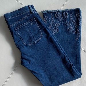 Rag & bone 10’ Crop Flare Embroidered Jeans.